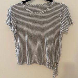 Gray and White Striped Top